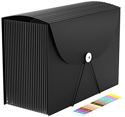 24 Pocket Expandable Desktop Accordion Files with Rainbow Labels