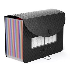 ABC life 26 Pockets Accordian File Organizer,Expanding File Folder/Portable A4 Letter Size Filling Box, Expandable Desktop Accordion Folder, Plastic Paper Document Coupon Organizer with Colored Label