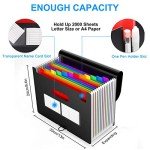 Maimis Accordion File Folder, 12 Pocket Expanding Desktop File Keeper with Labels, Portable Monthly Bill Receipt Document Storage Organizer, Letter/A4 Size