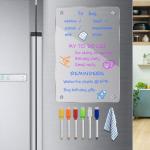 JonXon 8"x12" Acrylic Magnetic Dry Erase Board for Fridge, Clear Acrylic Magnet Calendar for Refrigerator,Includes 6 Dry Erase Markers(Clear Blank)