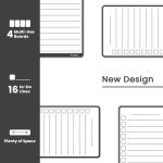 ALEZEL Magnetic to Do List White Board for Fridge, Multifunctional Dry Erase List Board for Refrigerator - Set of 4 Magnetic Grocery List Whiteboards, 4 Markers + Eraser