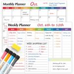 Dry Erase Magnetic Calendar for Refrigerator, 3 Pack- Monthly & Weekly & Daily Planner Magnet Whiteboard for Fridge Wall Door - Shopping, Meal/Menu, to Do List, Family Schedule Planning Board (C)