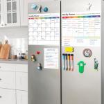 Dry Erase Magnetic Calendar for Refrigerator, 3 Pack- Monthly & Weekly & Daily Planner Magnet Whiteboard for Fridge Wall Door - Shopping, Meal/Menu, to Do List, Family Schedule Planning Board (C)
