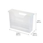 IRIS USA Small Portable Desktop File Box with Open Lid, 6 Pack, Side Handles, Hanging File Folders, Tabs & Inserts, Letter Size, Magazines, Newspapers, Mail, Books, Notebooks, Clear