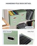 Oterri File Organizer Box with Lid, Hanging Filing File Box with Mesh Pocket, Document Organizer Box for Letter Files, Portable Storage Box(1 PCS, Green)