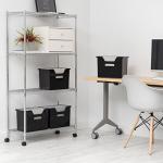 IRIS USA Large Portable Desktop File Box with Open Lid, 4 Pack, Side Handles, Hanging File Folders, Tabs & Inserts, Letter Size, Magazines, Newspapers, Mail, Books, Notebooks, Black