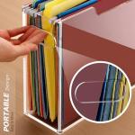 Tfirhuoe Acrylic File Folder Organizer, Clear Hanging File Organizer Box for Letter Size, Desktop File Holder with Handles, Slim Filing Storage Box for Desk Office Home Work -1 Pack
