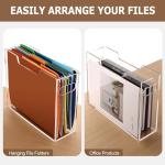 Tfirhuoe Acrylic File Folder Organizer, Clear Hanging File Organizer Box for Letter Size, Desktop File Holder with Handles, Slim Filing Storage Box for Desk Office Home Work -1 Pack
