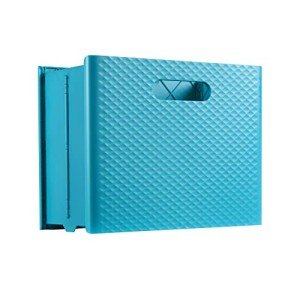 Pendaflex Mobile File Box with Handles, Portable Document Storage, File Bin for Home and Office, Easy Set Up, Collapse Down and Store Away, 13"W x 10"H x 6.5"D, Holds Letter Size Files, Teal (126120)