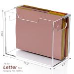 DINGHUO Acrylic File Folder Organizer Box, Letter Size Hanging File Organizer, Clear File Holder with Handles, Desktop Office Supplies Filing Storage Crate for Home Work School - 1 Pack