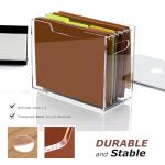 DINGHUO Acrylic File Folder Organizer Box, Letter Size Hanging File Organizer, Clear File Holder with Handles, Desktop Office Supplies Filing Storage Crate for Home Work School - 1 Pack