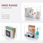 DINGHUO Acrylic File Folder Organizer Box, Letter Size Hanging File Organizer, Clear File Holder with Handles, Desktop Office Supplies Filing Storage Crate for Home Work School - 1 Pack