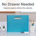 Pendaflex Mobile File Box with Handles, Portable Document Storage, File Bin for Home and Office, Easy Set Up, Collapse Down and Store Away, 13"W x 10"H x 6.5"D, Holds Letter Size Files, Teal (126120)