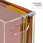 DINGHUO Acrylic File Folder Organizer Box, Letter Size Hanging File Organizer, Clear File Holder with Handles, Desktop Office Supplies Filing Storage Crate for Home Work School - 1 Pack
