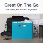 Pendaflex Mobile File Box with Handles, Portable Document Storage, File Bin for Home and Office, Easy Set Up, Collapse Down and Store Away, 13"W x 10"H x 6.5"D, Holds Letter Size Files, Teal (126120)