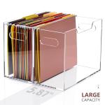 DINGHUO Acrylic File Folder Organizer Box, Letter Size Hanging File Organizer, Clear File Holder with Handles, Desktop Office Supplies Filing Storage Crate for Home Work School - 1 Pack