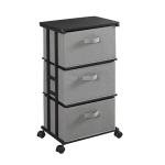 MAX Houser Dresser Tower with 3 Drawers for Bedroom, Fabric Storage Organizer Unit, Chest of Drawers with with WoodTop, Small Vertical Storage for Guest Room, Closet, Entryway, Nursery (Grey)