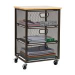 Mind Reader Cart with Drawers, Office Organizer, Storage, Bathroom, Metal Mesh, 15.75"L x 13"W x 24.25"H, Black