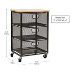 Mind Reader Cart with Drawers, Office Organizer, Storage, Bathroom, Metal Mesh, 15.75"L x 13"W x 24.25"H, Black