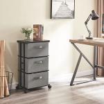 MAX Houser Dresser Tower with 3 Drawers for Bedroom, Fabric Storage Organizer Unit, Chest of Drawers with with WoodTop, Small Vertical Storage for Guest Room, Closet, Entryway, Nursery (Grey)