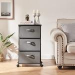 MAX Houser Dresser Tower with 3 Drawers for Bedroom, Fabric Storage Organizer Unit, Chest of Drawers with with WoodTop, Small Vertical Storage for Guest Room, Closet, Entryway, Nursery (Grey)