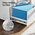 File Cabinet 3 Drawer - Storage Filing Cabinets Office Drawers White Printer Stand Lateral Mobile Under Desk Organizer Wooden with Wheels Adjustable Shelves for Home, Room, Small Spaces, White