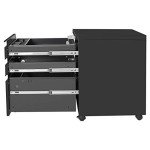 Bonnlo Black 3-Drawer Locking File Cabinet, Rolling Under Desk Mobile Office Drawer with Pencil Tray, 14.6" W x 17.7" D x 23.6" H