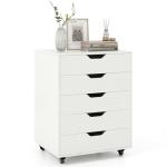 LOKO 5-Drawer Storage Cabinet, Versatile Storage Drawer of Chest with Lockable Wheels, Mobile Office Lateral File Cabinet Under Desk, Modern Dresser for Home Office, Study Room (White)