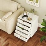 LOKO 5-Drawer Storage Cabinet, Versatile Storage Drawer of Chest with Lockable Wheels, Mobile Office Lateral File Cabinet Under Desk, Modern Dresser for Home Office, Study Room (White)