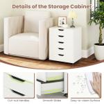 LOKO 5-Drawer Storage Cabinet, Versatile Storage Drawer of Chest with Lockable Wheels, Mobile Office Lateral File Cabinet Under Desk, Modern Dresser for Home Office, Study Room (White)