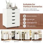 LOKO 5-Drawer Storage Cabinet, Versatile Storage Drawer of Chest with Lockable Wheels, Mobile Office Lateral File Cabinet Under Desk, Modern Dresser for Home Office, Study Room (White)