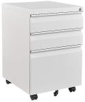 Fesbos 3 Drawer Mobile Metal File Cabinet, White Filling Cabinet with Lock, Pre-Built Office Storage File Cabinet with Wheels Under Desk - Assembled Required