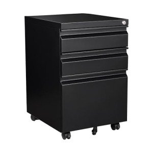 STANI 3 Drawer Mobile File Cabinet with Lock Rolling Mobile File Cabinet Locking Office Mobile Cabinet with Wheels Under Desk Office Drawers Metal Filing Cabinet Fully Assembled