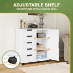 LISSIMO 5 Drawer Metal Storage Cabinet with Doors,Dresser Chest with Doors and Shelves,Mobile File Cabinet Printer Stand Storage Cabinets for Home Office(White)