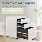 Fesbos 3 Drawer Mobile Metal File Cabinet, White Filling Cabinet with Lock, Pre-Built Office Storage File Cabinet with Wheels Under Desk - Assembled Required