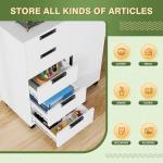 LISSIMO 5 Drawer Metal Storage Cabinet with Doors,Dresser Chest with Doors and Shelves,Mobile File Cabinet Printer Stand Storage Cabinets for Home Office(White)