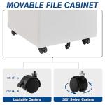 Fesbos 3 Drawer Mobile Metal File Cabinet, White Filling Cabinet with Lock, Pre-Built Office Storage File Cabinet with Wheels Under Desk - Assembled Required