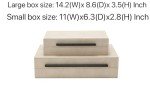 Generic Sagala Set of 2 Ivory Shagreen Decorative Boxes With Black Metal Handles, Faux Leather Jewelry Boxes Modern Storage Boxes Photo Boxes Memory Boxes Home Organizer Box(Ivory), 14.2x8.6x3.5cm