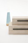 Generic Sagala Set of 2 Ivory Shagreen Decorative Boxes With Black Metal Handles, Faux Leather Jewelry Boxes Modern Storage Boxes Photo Boxes Memory Boxes Home Organizer Box(Ivory), 14.2x8.6x3.5cm