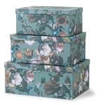 Soul & Lane Decorative Storage Cardboard Boxes with Lids | Elegance in Bloom - Set of 3 | Floral Moody Paperboard Nesting Boxes
