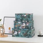 Soul & Lane Decorative Storage Cardboard Boxes with Lids | Elegance in Bloom - Set of 3 | Floral Moody Paperboard Nesting Boxes
