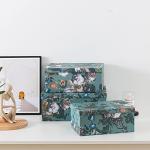 Soul & Lane Decorative Storage Cardboard Boxes with Lids | Elegance in Bloom - Set of 3 | Floral Moody Paperboard Nesting Boxes