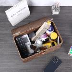 Sumnacon Wicker Basket with Lid Rectangle Woven Baskets for Toiletries Tampon Storage,Wicker Storage Basket with Lid,Decorative Seagrass Storage Baskets for Shelf Bathroom Toilet Table, Coffee