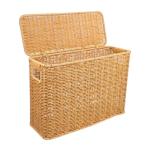 Acdogeer Wicker Storage Baskets with Lids, Natural Narrow Rattan Magazine Holder, Weave Sundries Basket, Woven Storage Container, for Home Office, Toy Storage Basket, Laundry Holder Newspaper