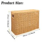 Acdogeer Wicker Storage Baskets with Lids, Natural Narrow Rattan Magazine Holder, Weave Sundries Basket, Woven Storage Container, for Home Office, Toy Storage Basket, Laundry Holder Newspaper