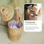 Tidita 1.3 Gallons Wicker Woven Waste Basket with Lid - Water Hyacinth Trash Can for Office Garbage - Handwoven WasteBaskets for Bedroom, Bathroom, Kitchen, Living Room - Seagrass Storage Trashcan