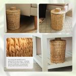 Tidita 1.3 Gallons Wicker Woven Waste Basket with Lid - Water Hyacinth Trash Can for Office Garbage - Handwoven WasteBaskets for Bedroom, Bathroom, Kitchen, Living Room - Seagrass Storage Trashcan