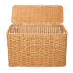 Acdogeer Wicker Storage Baskets with Lids, Natural Narrow Rattan Magazine Holder, Weave Sundries Basket, Woven Storage Container, for Home Office, Toy Storage Basket, Laundry Holder Newspaper