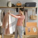 Acdogeer Wicker Storage Baskets with Lids, Natural Narrow Rattan Magazine Holder, Weave Sundries Basket, Woven Storage Container, for Home Office, Toy Storage Basket, Laundry Holder Newspaper