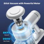 DUMOS Cordless Vacuum Cleaner, 24Kpa Lightweight Stick Vac Handheld Electric Rechargeable with LED, Up to 45 Minutes, Powerful Suction, Versatile for Carpet, Hard Floor, Pet Hair
